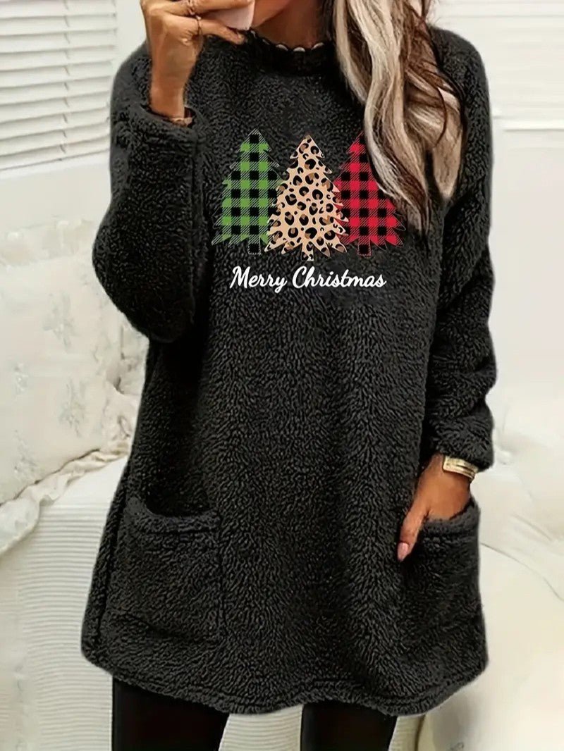 Women’s Fuzzy Christmas Tree Sweatshirt