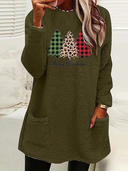 Women’s Fuzzy Christmas Tree Sweatshirt