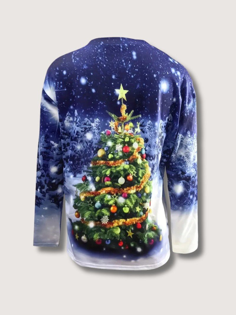 Women’s Glitter Christmas Tree Print Sweatshirt