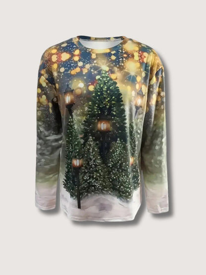 Women’s Glitter Christmas Tree Print Sweatshirt