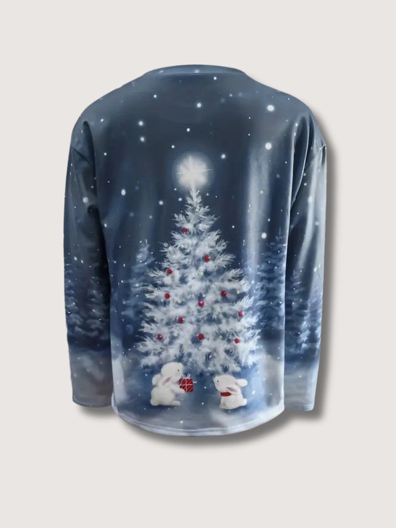 Women’s Glitter Christmas Tree Print Sweatshirt