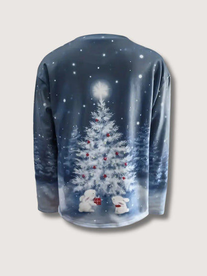 Women’s Glitter Christmas Tree Print Sweatshirt