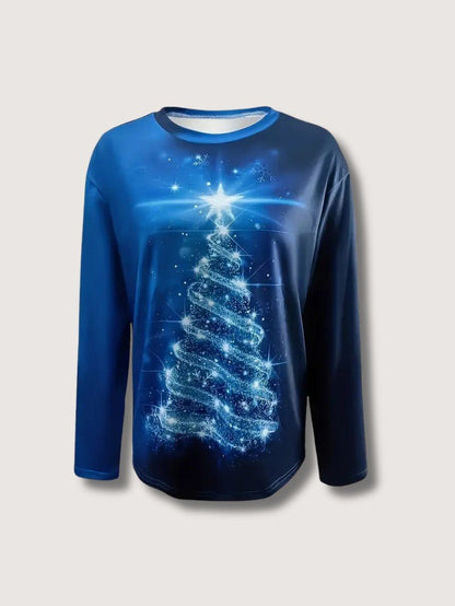 Women’s Glitter Christmas Tree Print Sweatshirt
