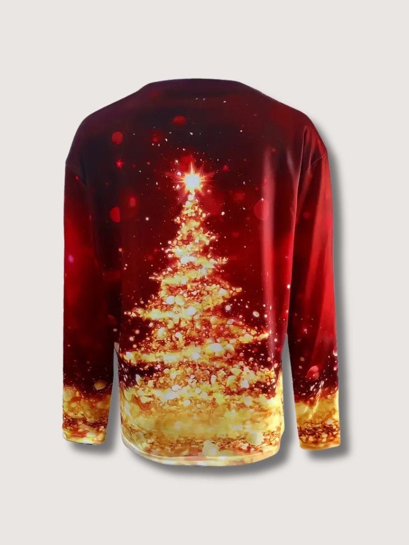 Women’s Glitter Christmas Tree Print Sweatshirt