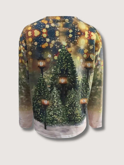 Women’s Glitter Christmas Tree Print Sweatshirt