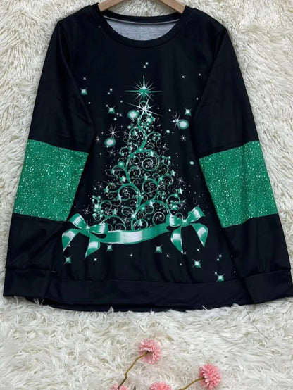 Women’s Glitter Christmas Tree Sweatshirt