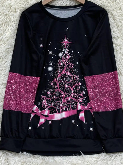 Women’s Glitter Christmas Tree Sweatshirt
