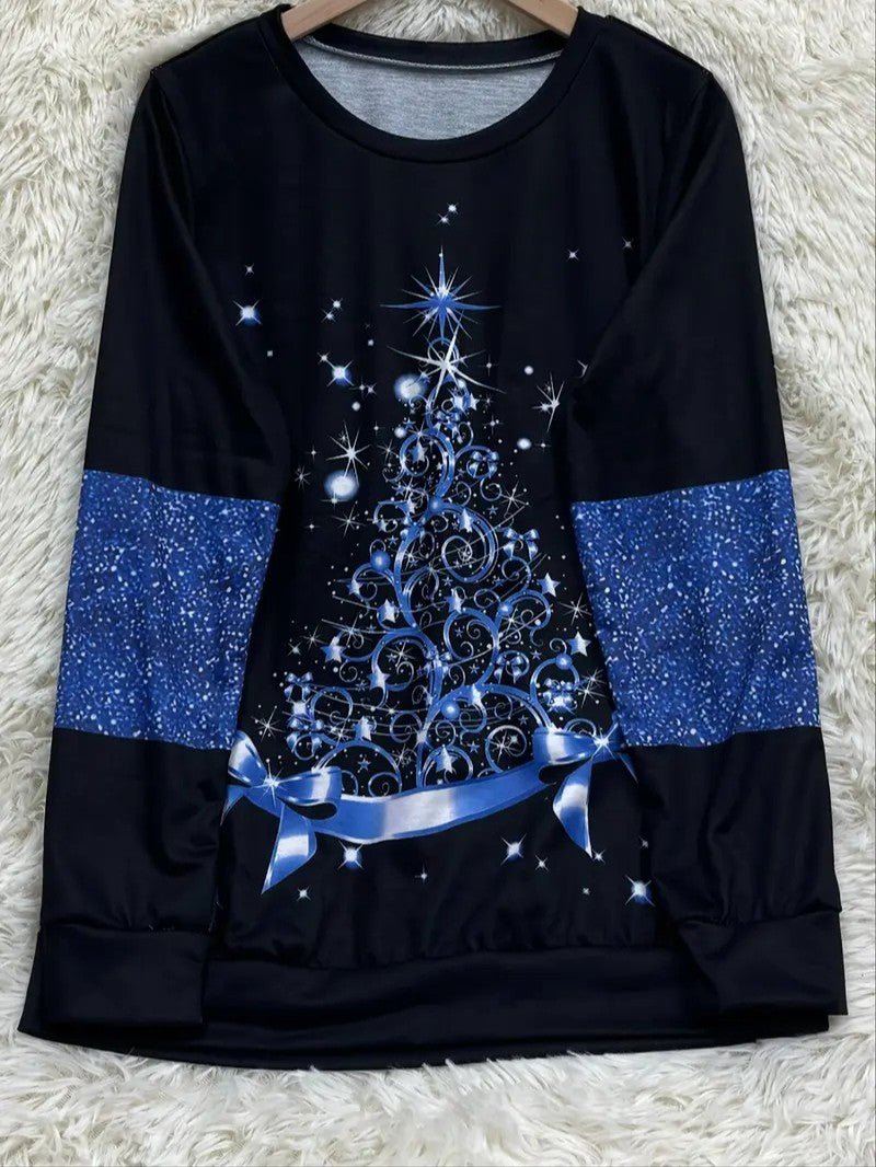 Women’s Glitter Christmas Tree Sweatshirt