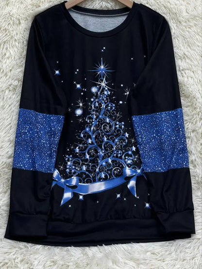 Women’s Glitter Christmas Tree Sweatshirt