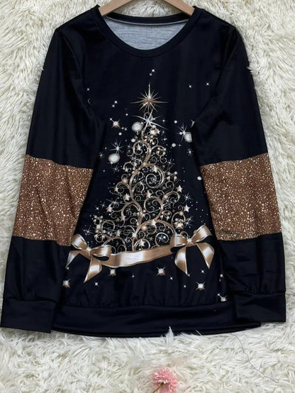 Women’s Glitter Christmas Tree Sweatshirt