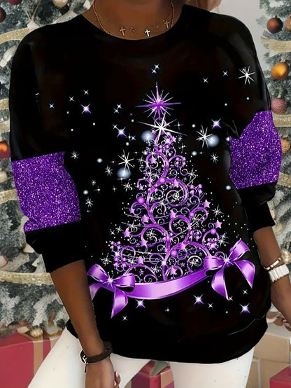 Women’s Glitter Christmas Tree Sweatshirt