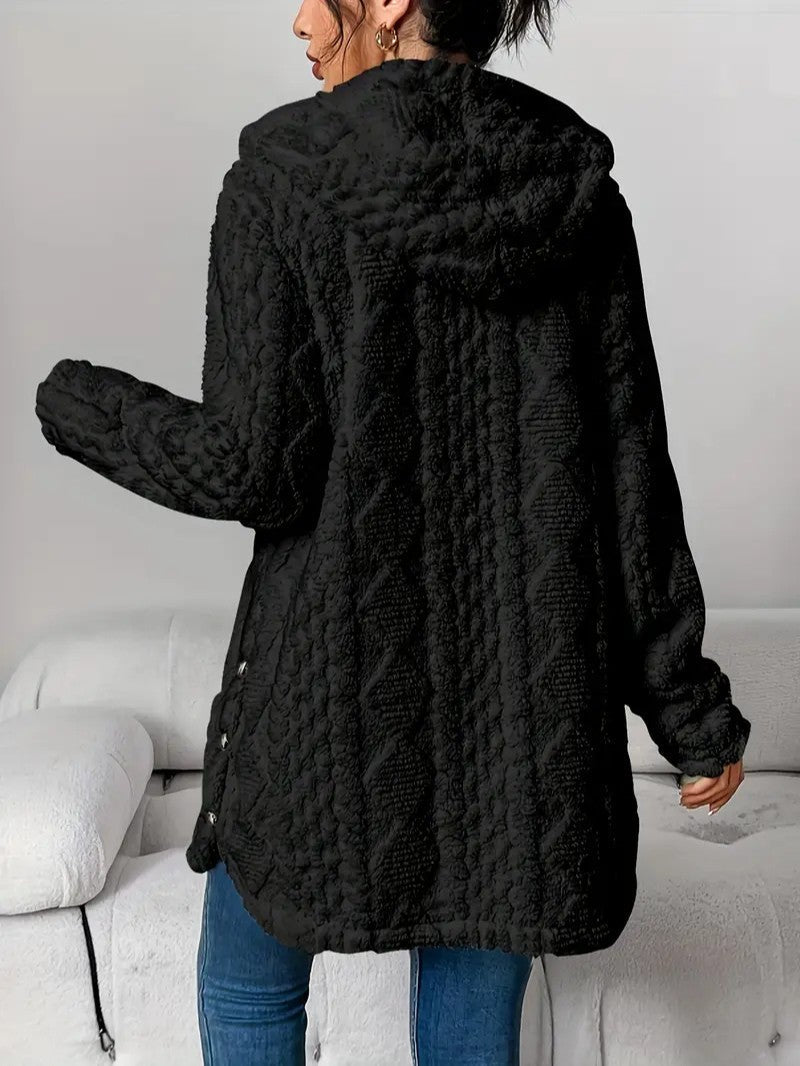 Women's Hooded Plush Cardigan Coat