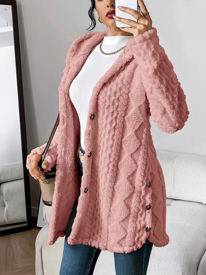 Women's Hooded Plush Cardigan Coat