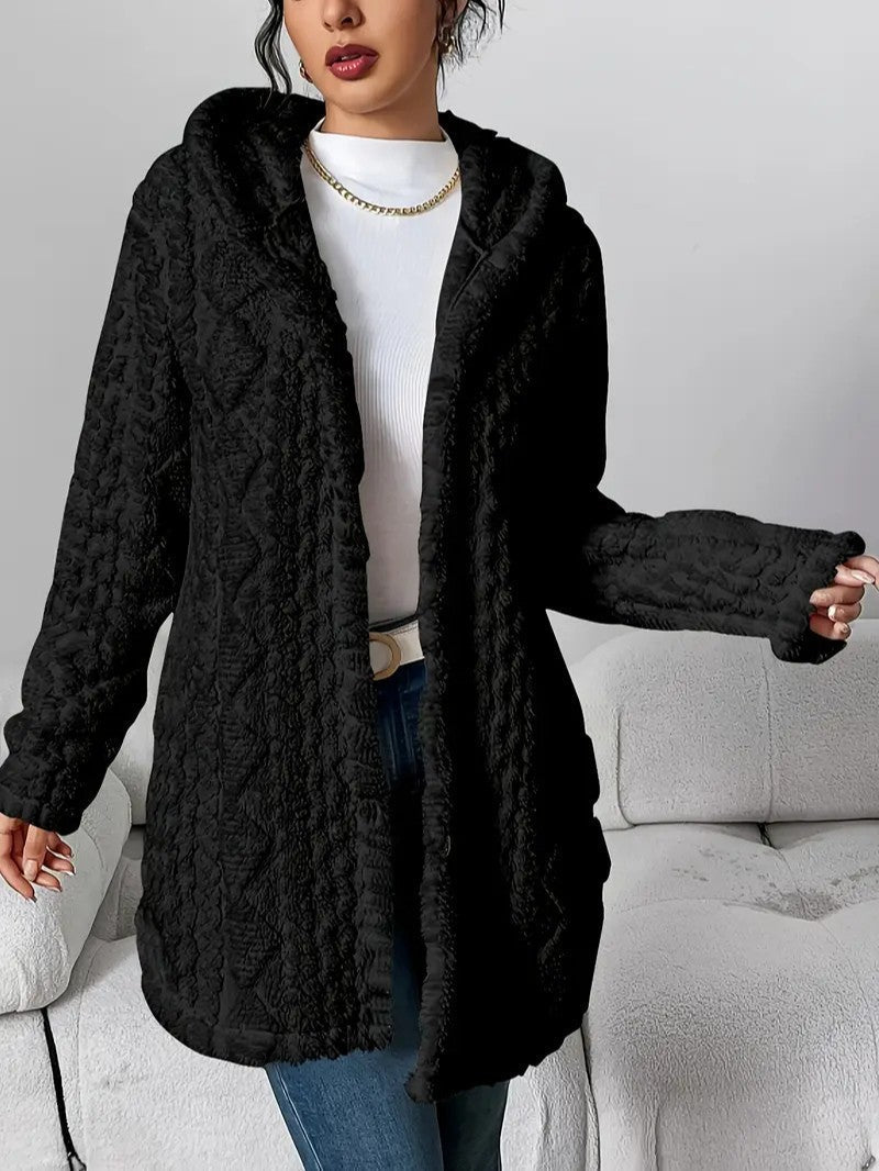 Women's Hooded Plush Cardigan Coat