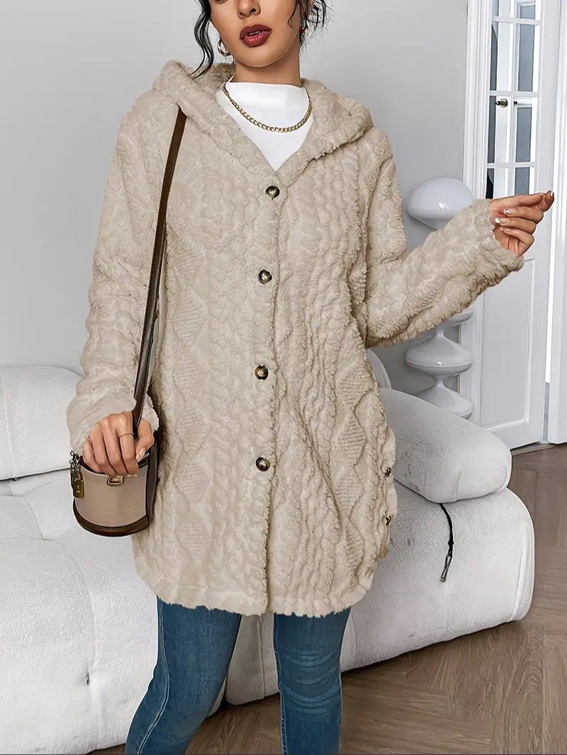 Women's Hooded Plush Cardigan Coat