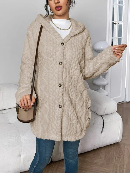 Women's Hooded Plush Cardigan Coat