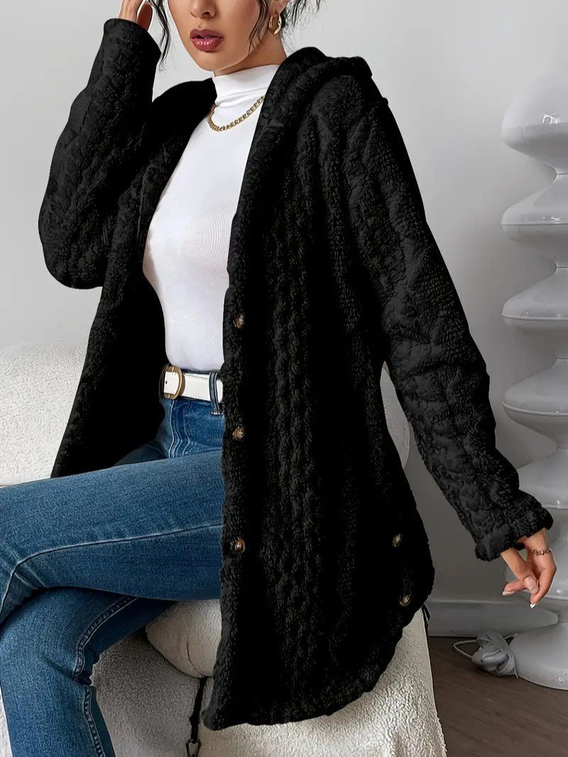 Women's Hooded Plush Cardigan Coat