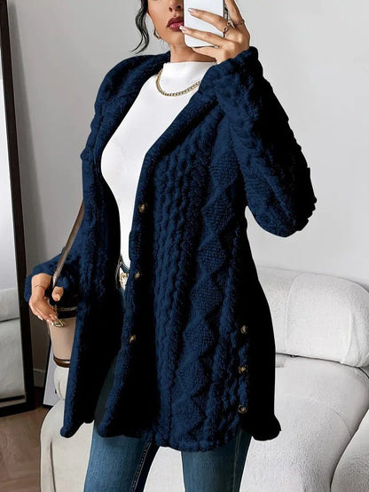 Women's Hooded Plush Cardigan Coat
