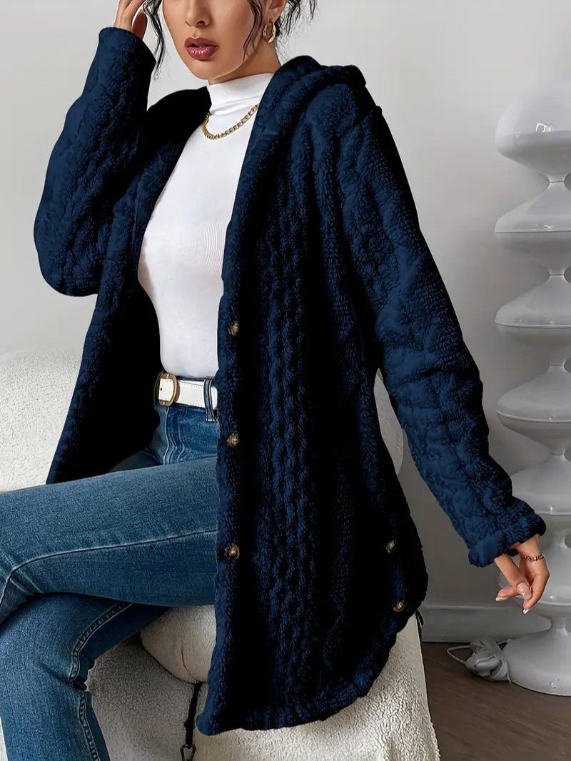 Women's Hooded Plush Cardigan Coat