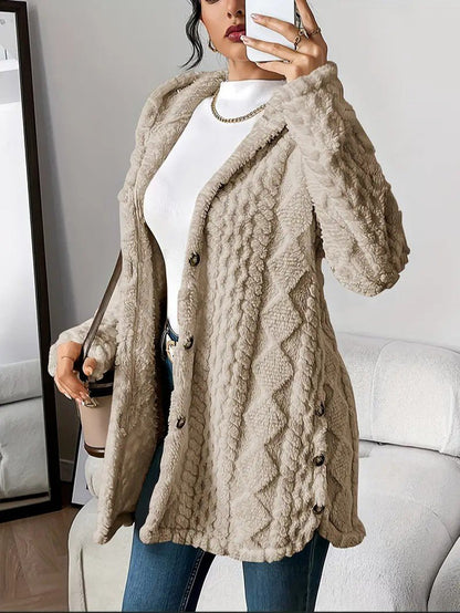 Women's Hooded Plush Cardigan Coat