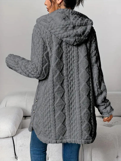 Women's Hooded Plush Cardigan Coat