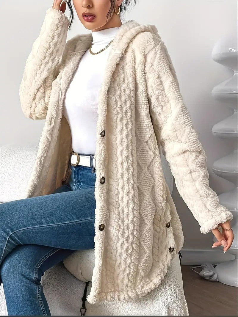 Women's Hooded Plush Cardigan Coat