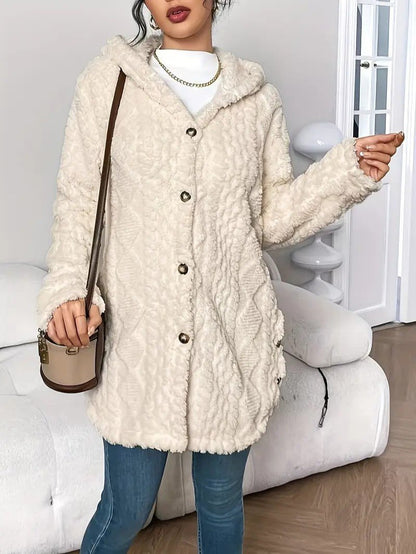 Women's Hooded Plush Cardigan Coat