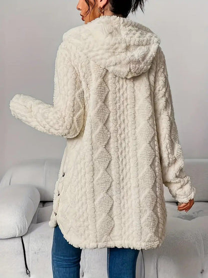Women's Hooded Plush Cardigan Coat