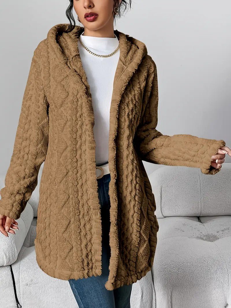 Women's Hooded Plush Cardigan Coat