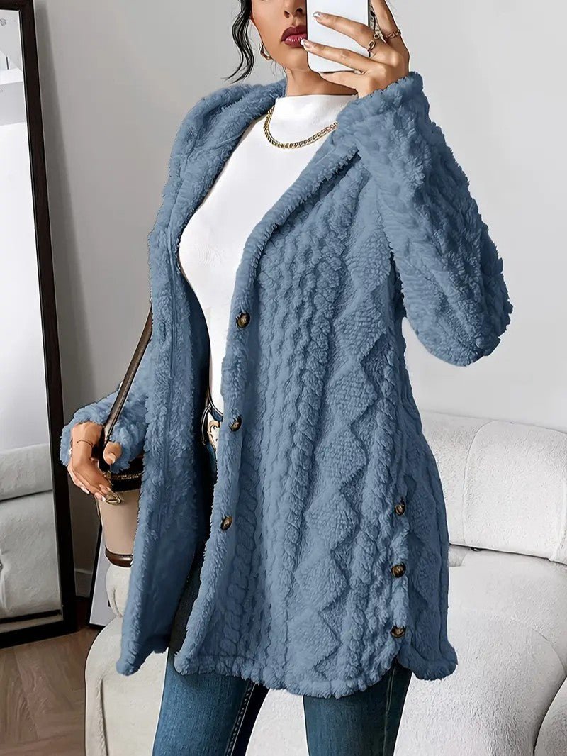 Women's Hooded Plush Cardigan Coat