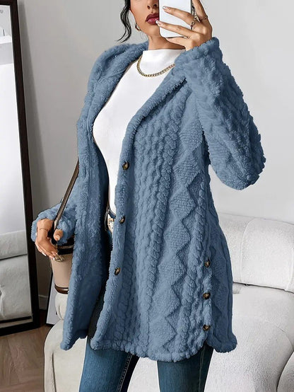 Women's Hooded Plush Cardigan Coat