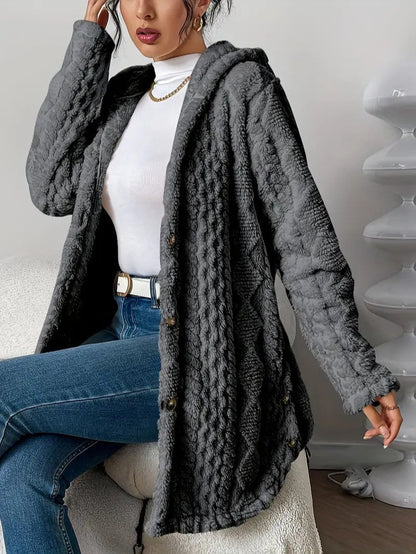 Women's Hooded Plush Cardigan Coat