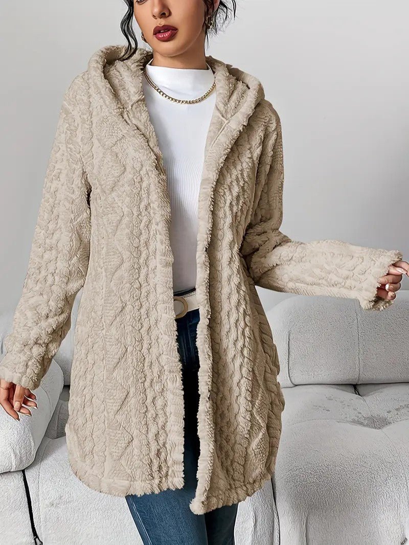 Women's Hooded Plush Cardigan Coat