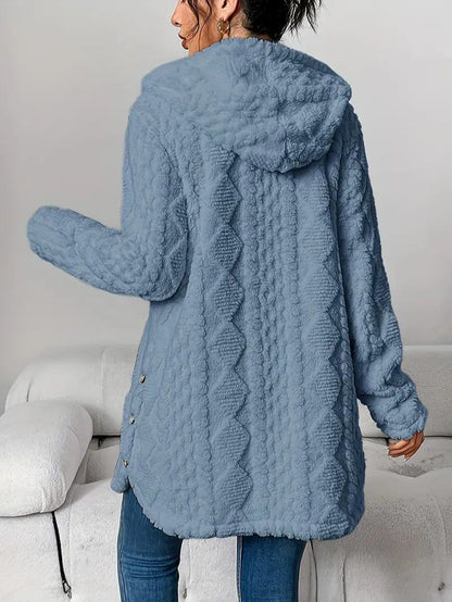 Women's Hooded Plush Cardigan Coat