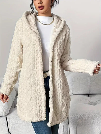 Women's Hooded Plush Cardigan Coat
