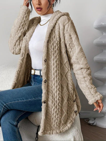 Women's Hooded Plush Cardigan Coat