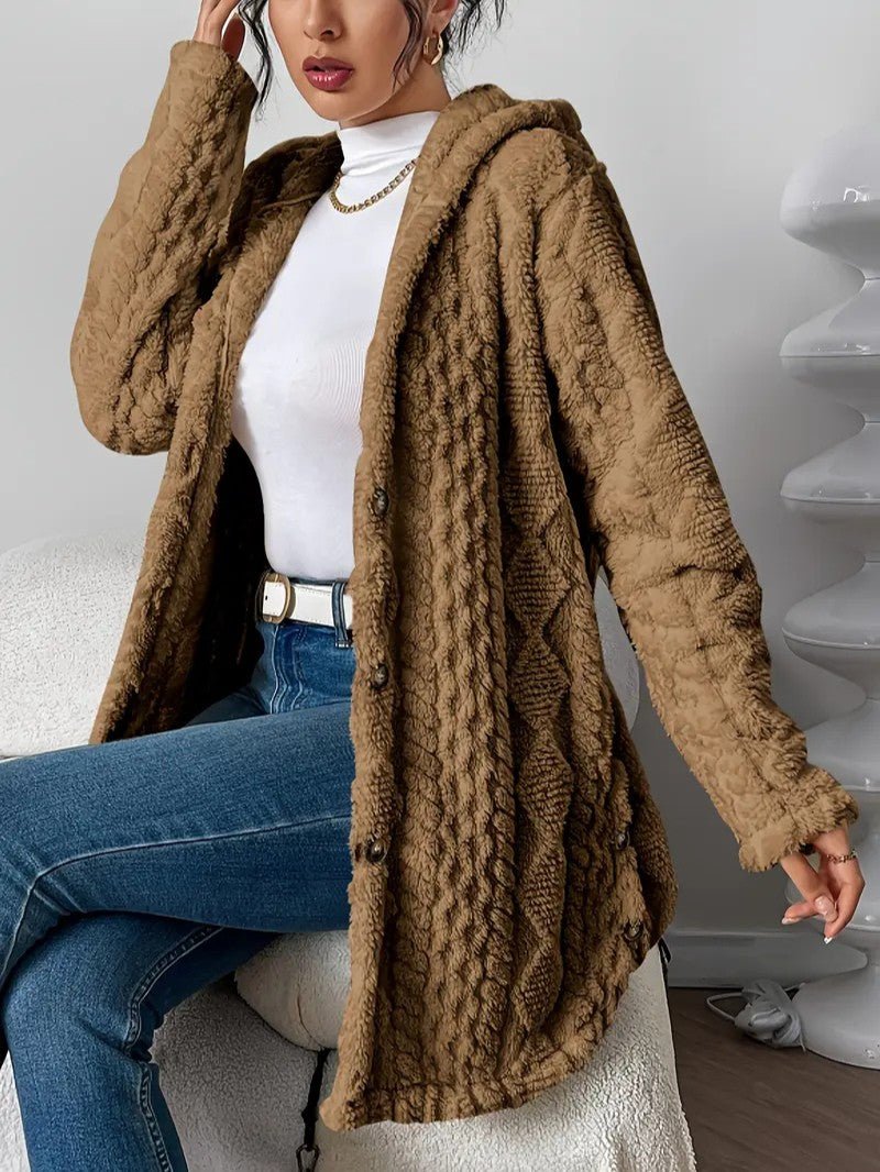Women's Hooded Plush Cardigan Coat