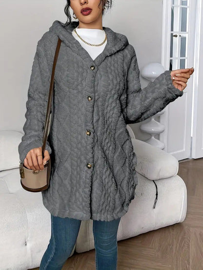 Women's Hooded Plush Cardigan Coat