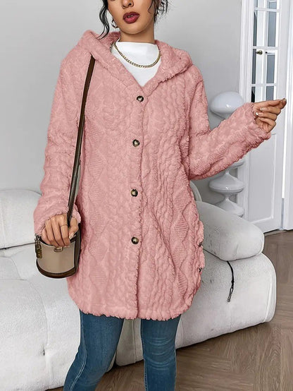 Women's Hooded Plush Cardigan Coat