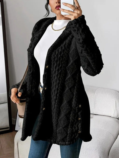 Women's Hooded Plush Cardigan Coat
