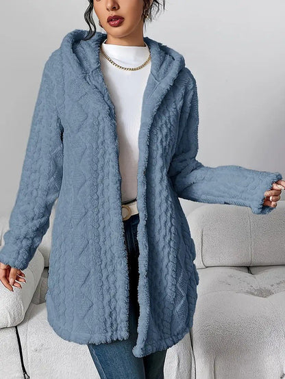 Women's Hooded Plush Cardigan Coat