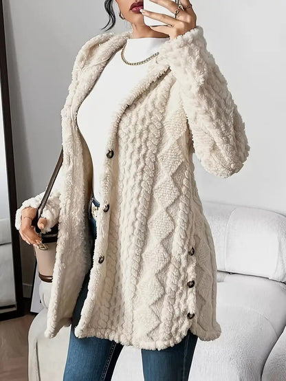 Women's Hooded Plush Cardigan Coat
