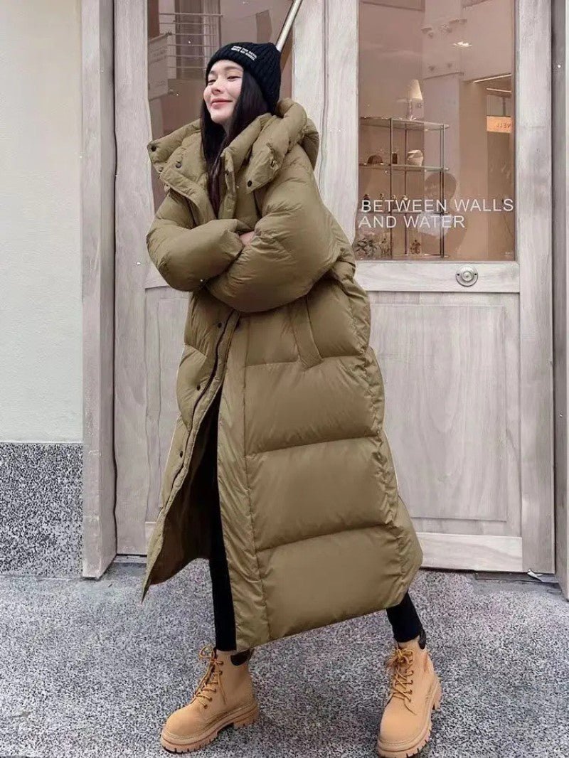 Women's Long Puffer Coat with Hood