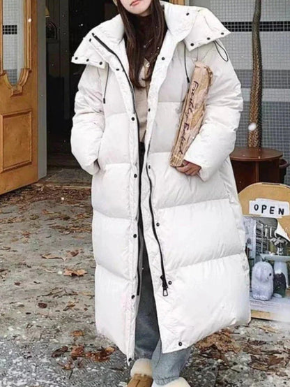 Women's Long Puffer Coat with Hood