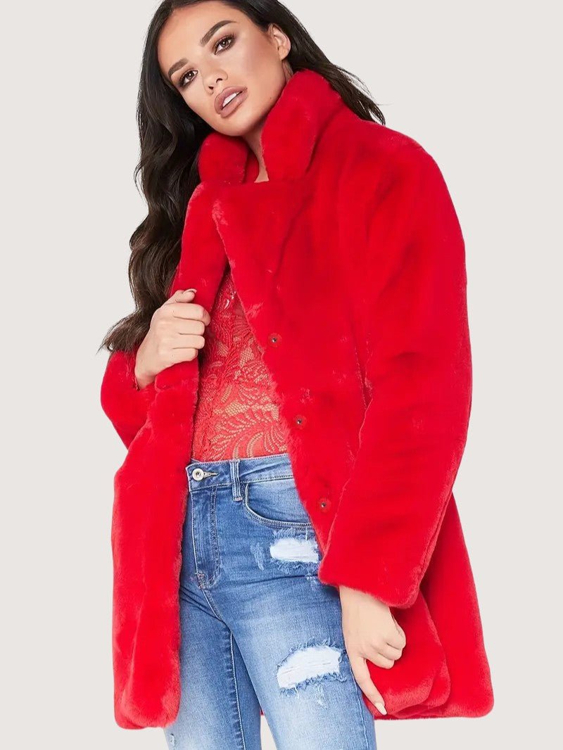 Women's Plush Button Winter Coat