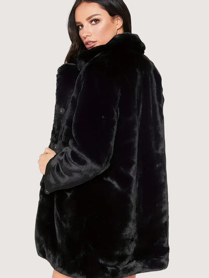 Women's Plush Button Winter Coat