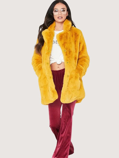 Women's Plush Button Winter Coat