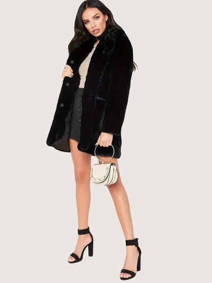 Women's Plush Button Winter Coat