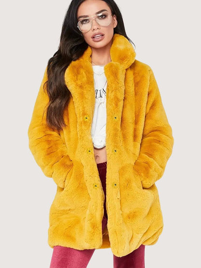 Women's Plush Button Winter Coat