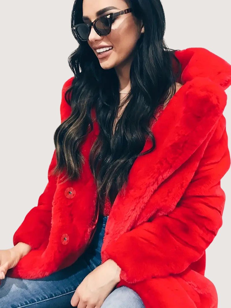 Women's Plush Button Winter Coat